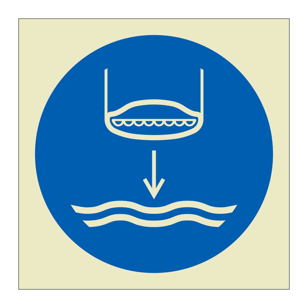 Lower lifeboat to the water symbol 2019 (Marine Sign)