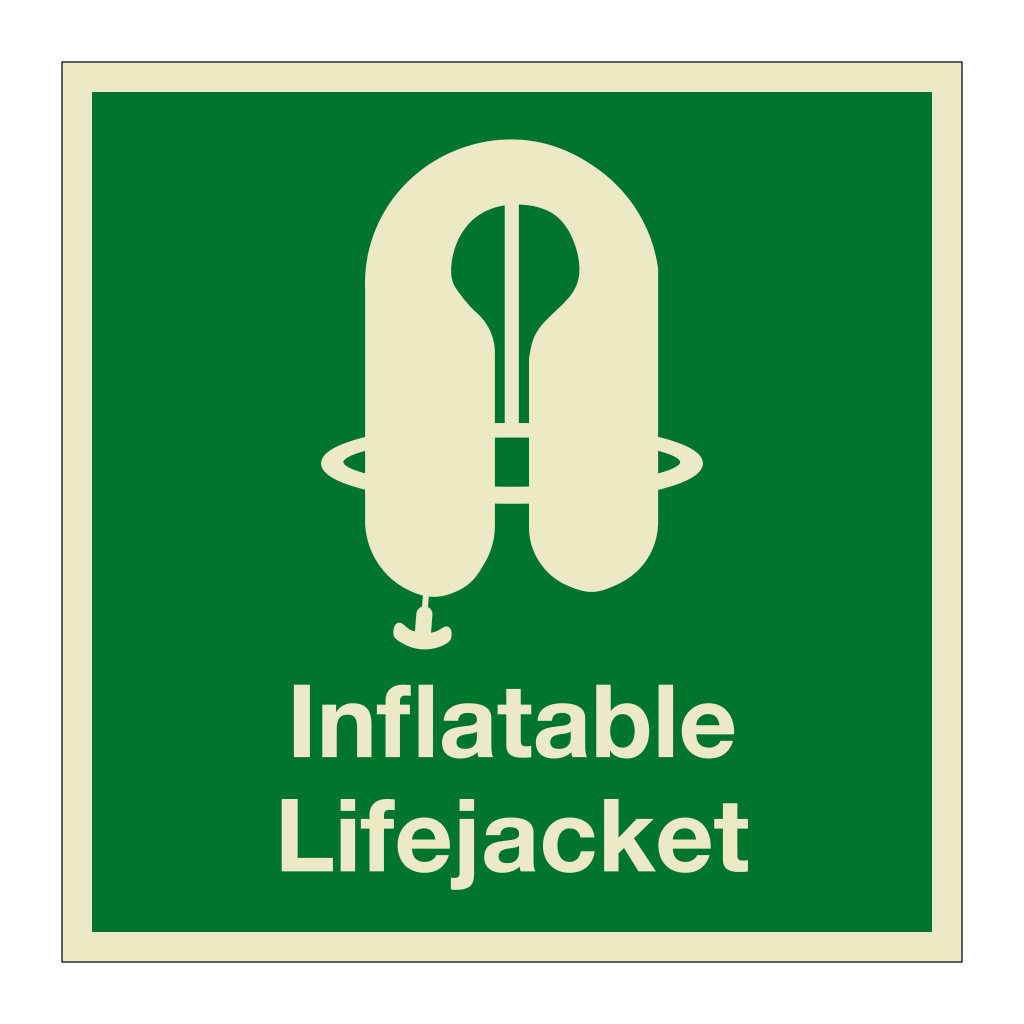 Inflatable Lifejacket with text (Marine Sign)