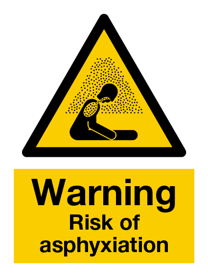 Warning Risk of asphyxiation sign