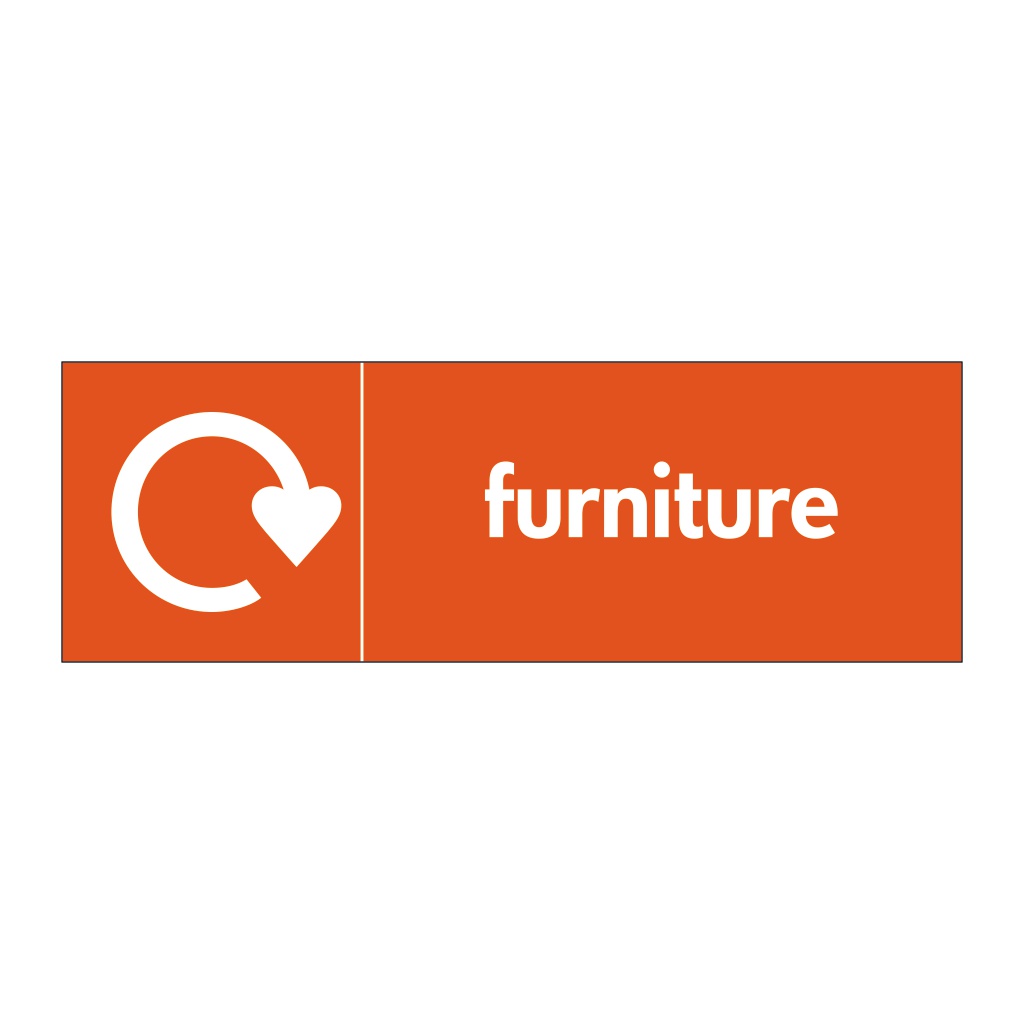 Furniture with WRAP recycling logo sign