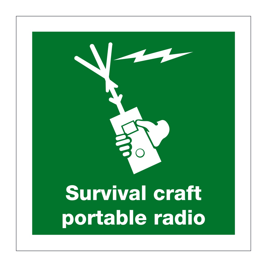 Survival craft portable radio with text (Marine Sign)