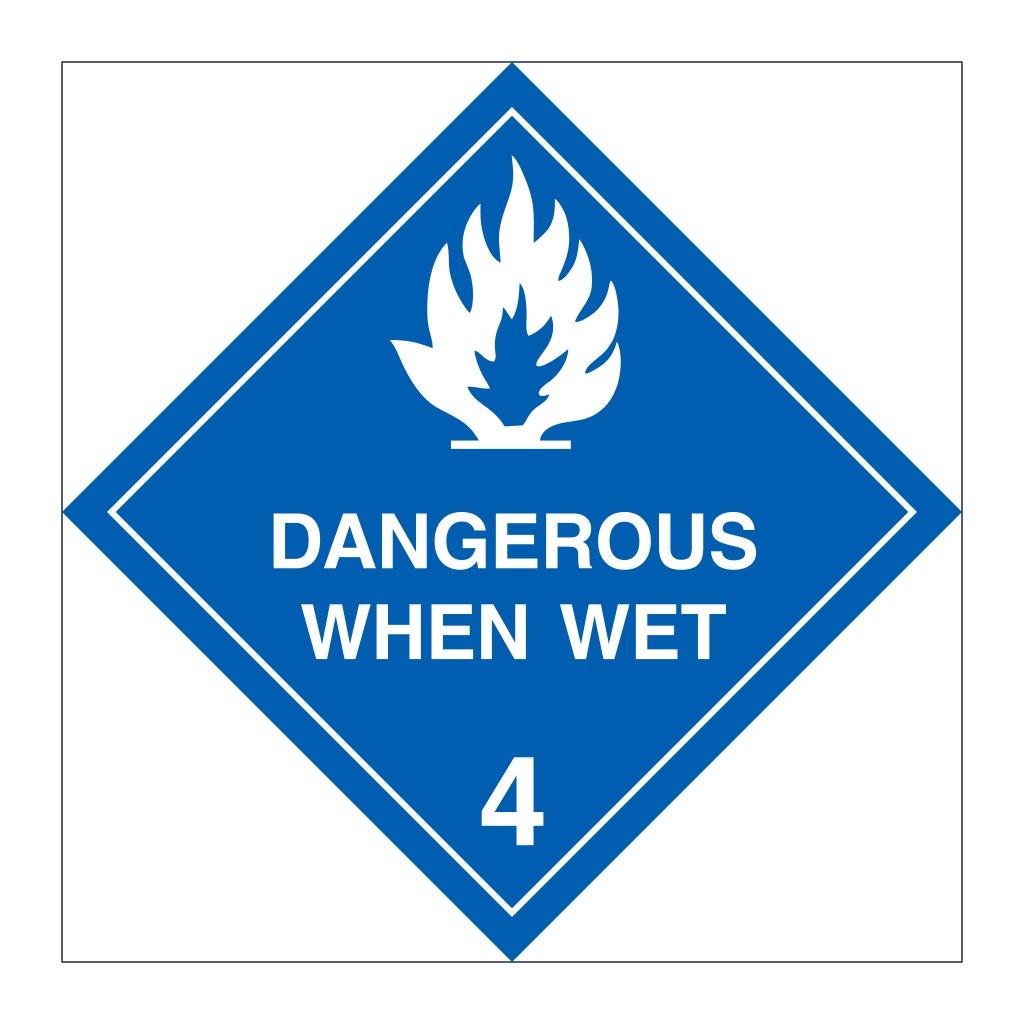 Hazard diamond Class 4.3 Dangerous when wet White (Marine Sign)