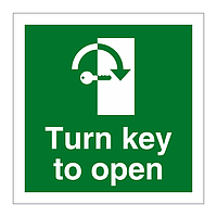 Turn key to open clockwise sign