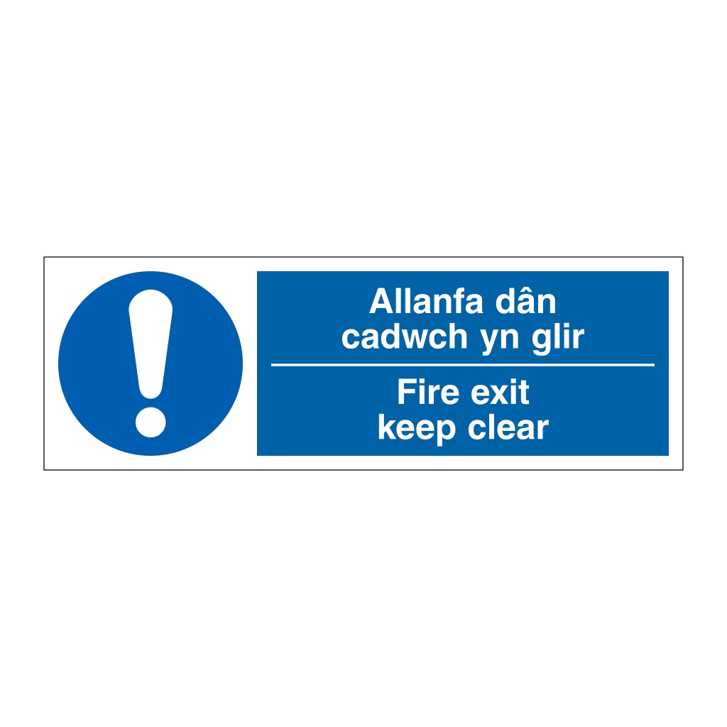 Fire exit keep clear English/Welsh sign