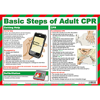 Basic steps of adult CPR poster