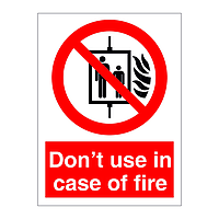 Do not use lift in case of fire sign