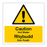 Caution Hot water English/Welsh sign