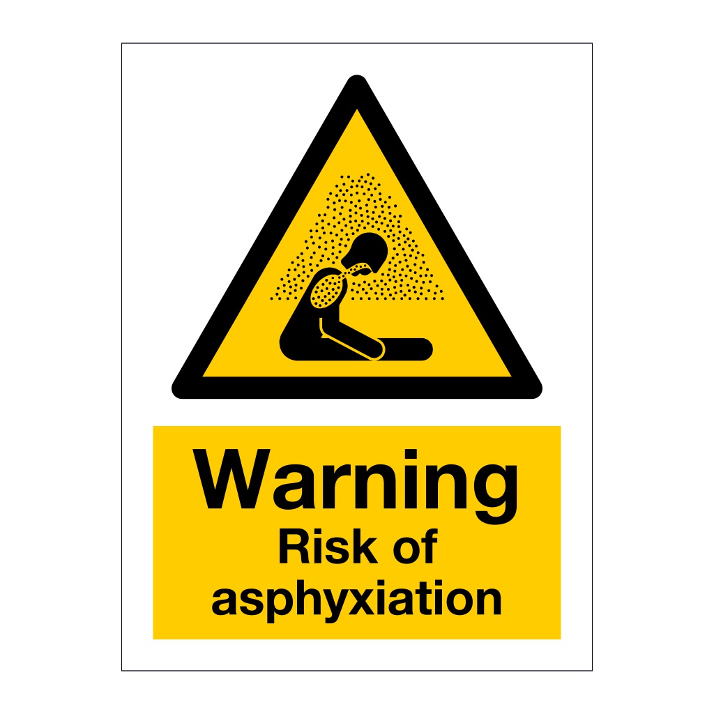 Warning Risk of asphyxiation sign