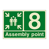 Assembly Point 8 with arrows sign