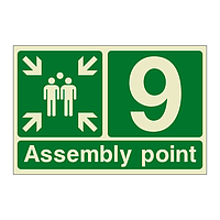 Assembly Point 9 with arrows sign