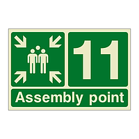 Assembly Point 11 with arrows sign