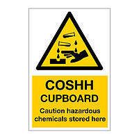 COSHH Cupboard Caution hazardous materials chemicals store here sign