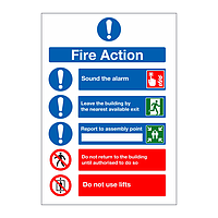 Fire action sign