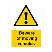 Warning Beware of moving vehicles sign