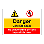 Danger Confined space No unauthorised persons sign