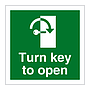 Turn key to open clockwise sign